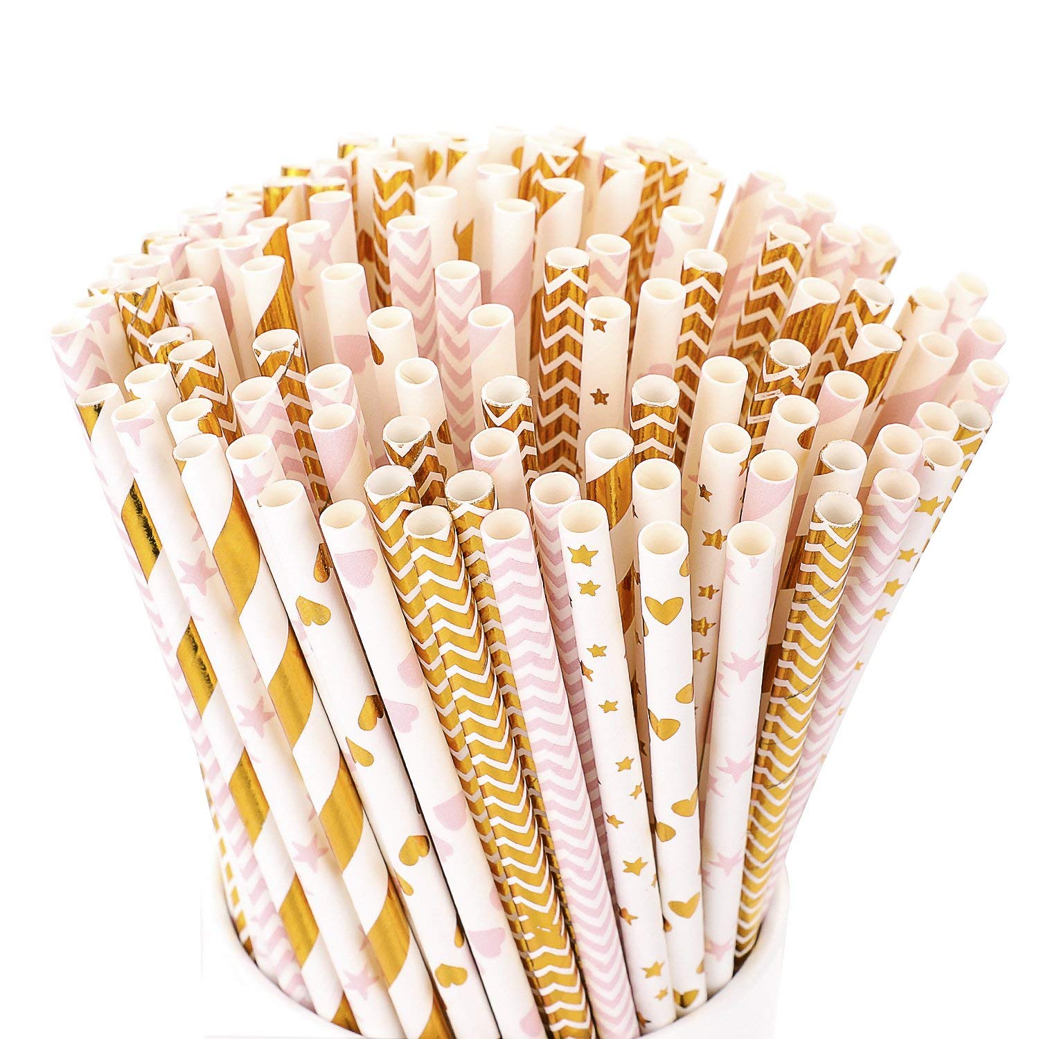 gold foil paper straws