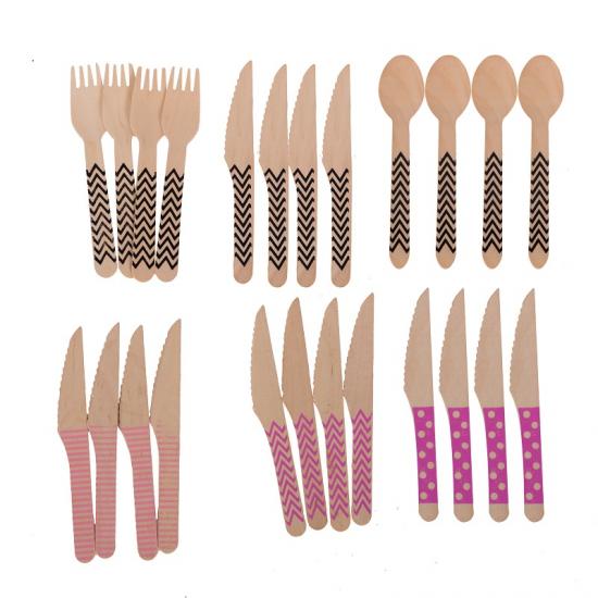 Custom wood fork spoon knife set