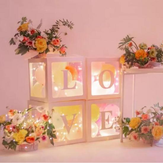 Custom balloon box love gold